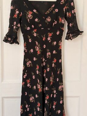 European summer Black Floral Dress